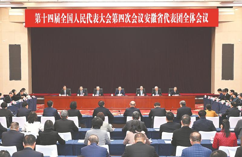 十四届全国人大四次会议安徽代表团举行全体会议